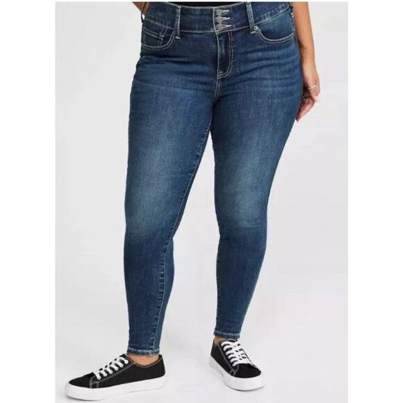 Torrid Super Soft Jegging Jeans Skinny High-Rise 3 Button Smoothing Blue 16R New - Picture 1 of 6